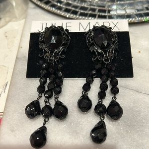 Vintage Julie Marx Jet Black on Black Metal Earrings-Boutique